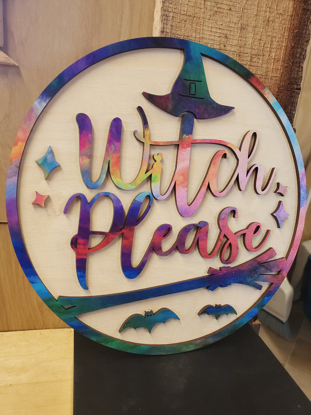 Witch please 3d wood sign