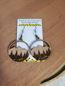 Wood mountain earrings